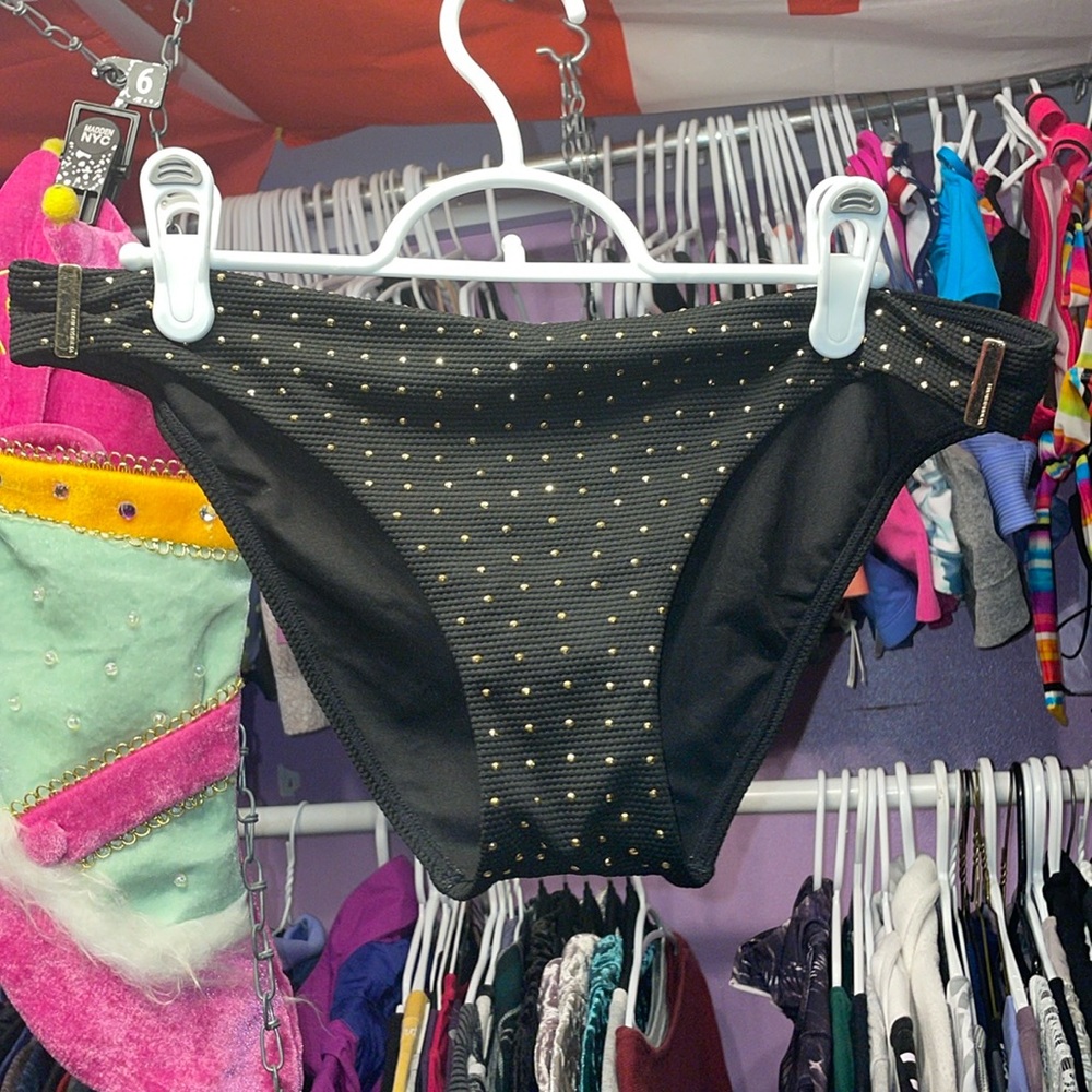 PINK Victoria Secrets Black and gold studded bikini bottoms very high class look